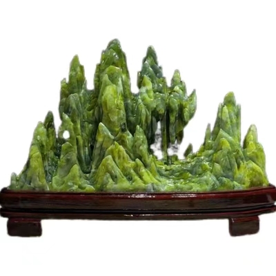 奇石蓝田玉靠山石造型客厅摆件