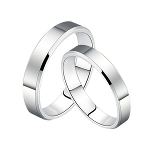 s999足银情侣戒指活口一对纯银男女简约素圈闭口对戒定制礼物刻字