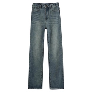 小个子加绒牛仔裤女2026新款冬九分显瘦阔腿女士加厚窄版直筒裤子