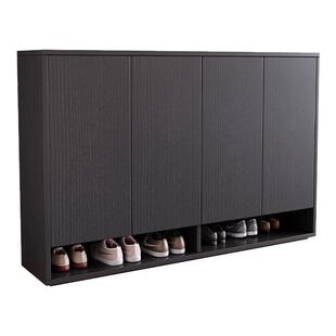 鞋柜收纳柜一体靠墙家用门口大容量多层超大进门实木定制储物柜子