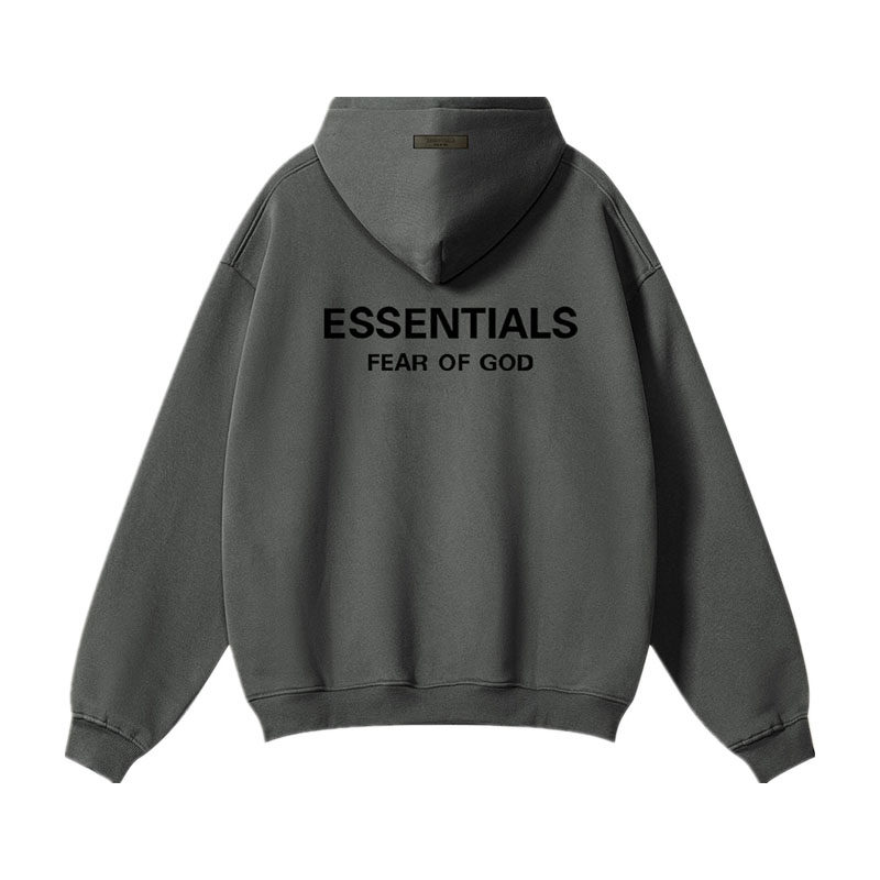 essentials背面植绒字母连帽卫衣欧美潮牌fog复线高街情侣外套冬