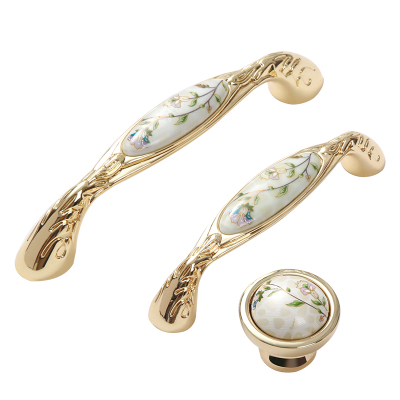 欧式陶瓷拉手金色衣柜门把手厨门