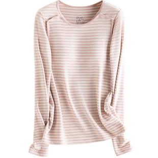 孕妇哺乳上衣t恤秋衣秋冬款打底衫保暖长袖外出喂奶月子服带胸垫