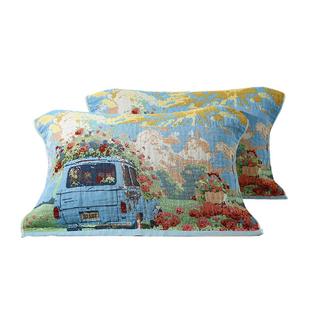 洁丽雅纱布枕巾2025新款纯棉100全棉枕头巾一对装防头油四季通用