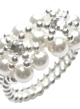 施家珍珠戒指女小众设计轻奢高级感戒指纯银925简约通勤手工编织