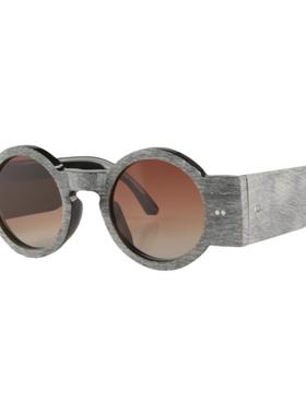 外框哑光糙面抛内侧抛亮光两颗钉圆形超宽腿黑色水牛角太阳墨镜