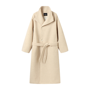 白口阳【左岸梦旅】雪白缪斯极简老钱美学宽松加厚毛呢大衣外套冬