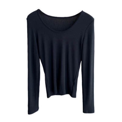 AMR UU◆宝藏T恤 时髦U领正肩修身显瘦长袖打底衫女春夏2026新款