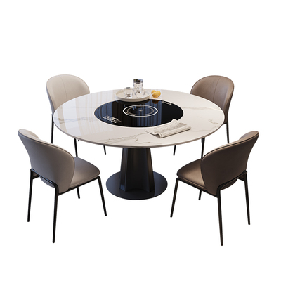 蒂梵拉意式伸缩岩板餐桌带电磁炉