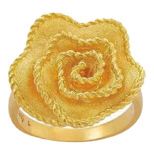 【暂不接受预定】justgold镇金店海誓花黄金足金戒指1728111Y