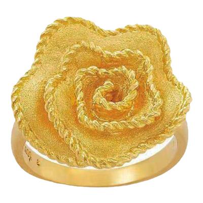 justgold镇金店海誓花黄金戒指