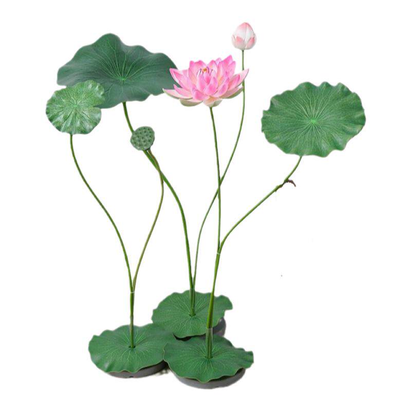 带杆仿真荷花荷叶莲花舞蹈道具水池舞台装饰假绿植仿真花塑料拍摄