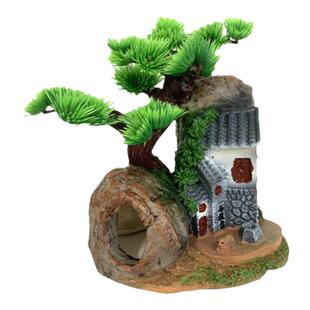 鱼缸假山石仿真水草树屋石屋造景躲避洞小型鱼虾躲避屋水族箱摆件