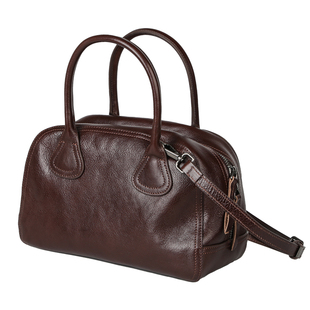 漫色复古植鞣头层牛皮单肩斜挎手提包女2025秋冬新款真皮保龄球包