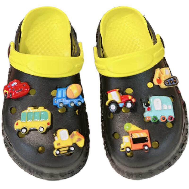 男童黑色洞洞鞋2026新款夏季儿童轻便小汽车拖鞋小孩外穿男孩夏天