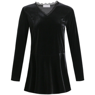 高档金丝绒上衣女装2025年春秋新款胖mm长袖t恤百搭打底衫上衣服