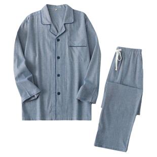 青年纯棉情侣装睡衣一男一女2021年春季新款100全棉家居服夏天薄