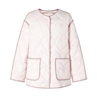 MOISSAC摩萨克冬鸭绒法式爱心图案宽松薄羽绒服外套女