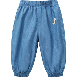 儿童裤子春秋夏婴儿薄款开档纯棉长裤夏装男女童牛仔裤宝宝防蚊裤