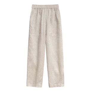 九分天丝亚麻裤女夏薄款2025新款高腰垂感老钱休闲宽松直筒阔腿裤