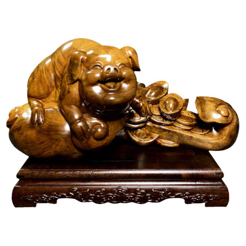 四川金丝楠木猪摆件吉祥物