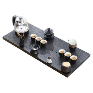 天然整块乌金石茶盘全自动一体茶具套装家用功夫单壶简约大小茶台