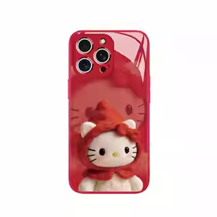 适用于苹果17promax手机壳Hellokitty小红帽猫iphone15卡通14plus情侣13大灰狼12pro个性xr玻璃11男女16/8/7