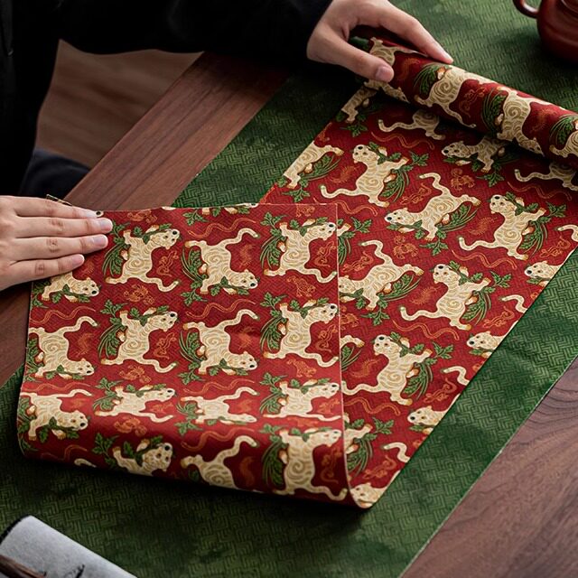 哲明虎镇五毒纹茶席新中式禅意茶桌垫子茶桌布干泡台桌旗轻奢高端