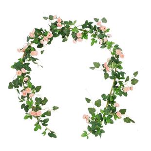 仿真玫瑰假花藤阳台吊篮藤椅装饰吊顶空调管道装饰花藤条遮挡缠绕