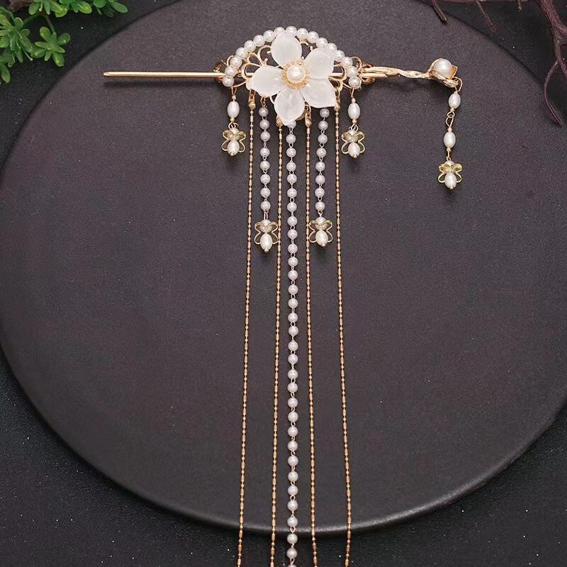 速发汉服头饰女超仙古风手工发饰流苏步摇束发冠簪子套装古装顶冠