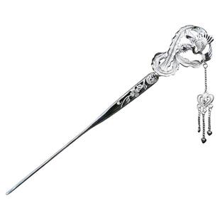 银钗簪子手工纯银簪子足银999古风步摇流苏凤凰银发簪盘头发饰钗