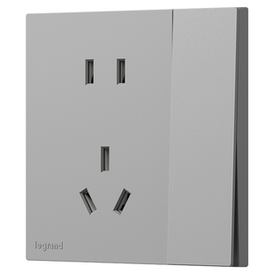 罗格朗开关插座面板畅境艺术灰一开5五孔usb四孔暗装86型十大品牌