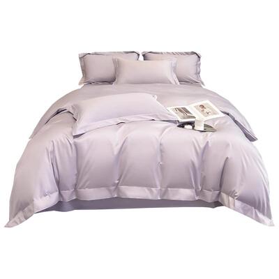 新款纯色宽边全棉长绒棉四件套