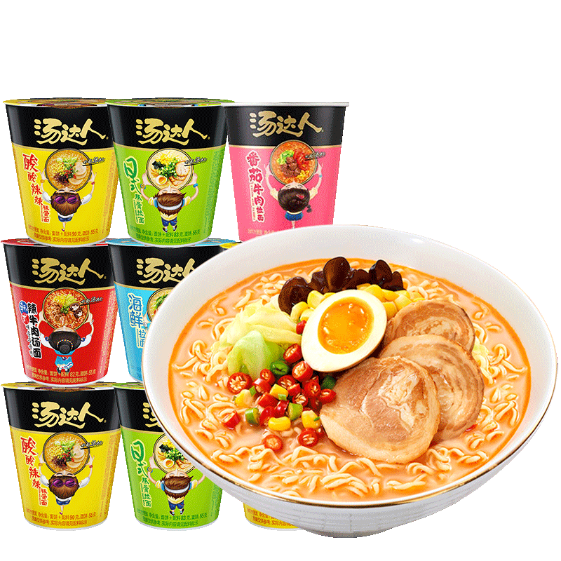 统一汤达人方便面日式豚骨拉面杯桶装酸辣海鲜泡面整箱批发速食