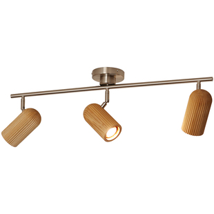 实木日式北欧风格吸顶灯美式轨道多头明装LED射灯餐厅客厅背景墙