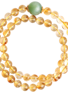 心斋堂黄水晶古风猫眼碧玉手串