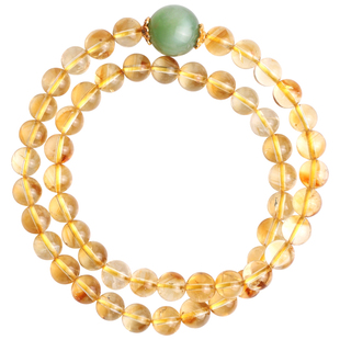 心斋堂【金玉】天然净体黄水晶手串高透天水晶手链女配碧玉猫眼珠