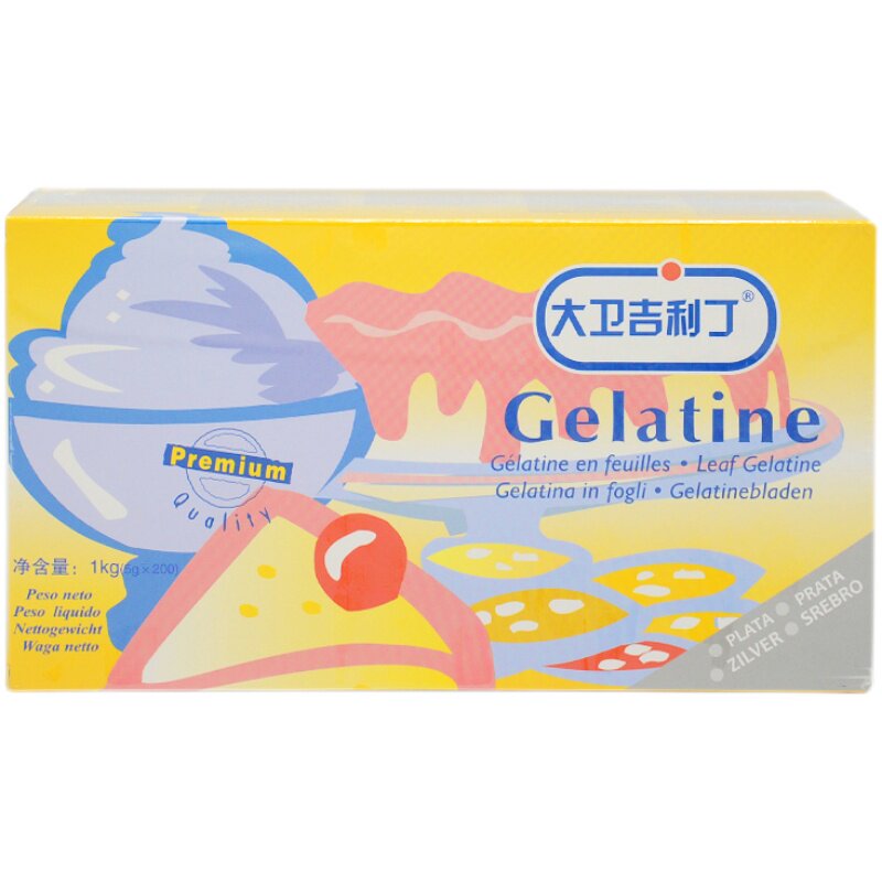 大卫吉利丁片明胶凝胶片蛋糕慕斯果冻烘焙原料10片200片400片可选