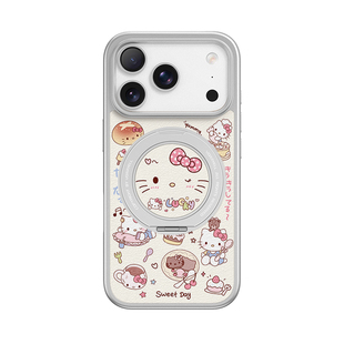 KT猫适用苹果15pro手机壳iPhone16新款磁吸充电17promax带旋转支架14pm巨好看高颜值卡通ip13防摔女款小羊皮