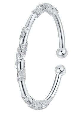 足银9999繁花对珠手镯