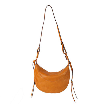 新月包流苏复古植鞣牛皮斜挎包