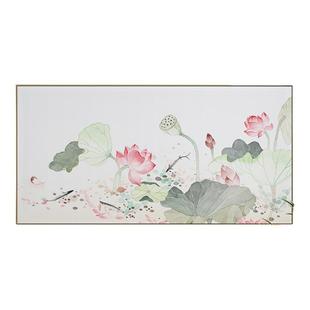 现代简约小清新荷花装饰画大横幅客厅沙发背景墙挂画大气餐厅壁画