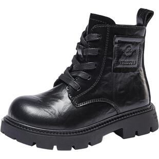 意尔康童鞋儿童皮靴2025年秋冬新款保暖软底男童短筒靴女童马丁靴