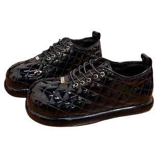 欧货绒面系带厚底乐福鞋女2026新款百搭圆头德比鞋平底休闲鞋单鞋