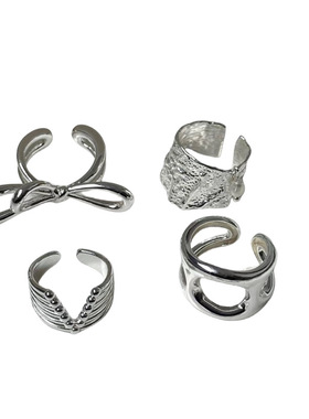 镂空厚版蝴蝶结珍珠设计感戒指