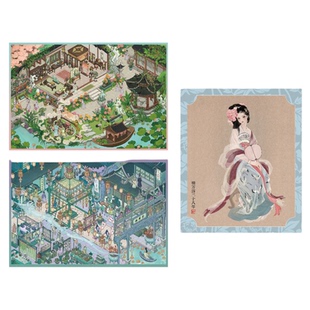 PAPERPALS纸泡牡丹亭系列造景贴纸古风大版亮膜微缩场景3D立体小屋贴画手帐手工diy儿童玩具女孩新年礼物