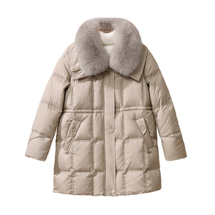 【95鸭绒】朵莹妈妈冬装中长款羽绒服新款中老年女装加厚防寒外套