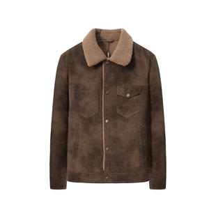 商城同款杰尼威尼男士加绒翻领夹克2025年冬季新款工装风宽松外套