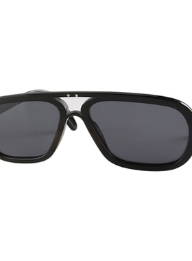 黑色水牛角大框墨镜男士飞行员式双鼻梁质感舒适铆钉饰太阳眼镜