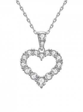 Witther小众设计925银镂空满钻爱心项链简约高级感心形钻石锁骨链
